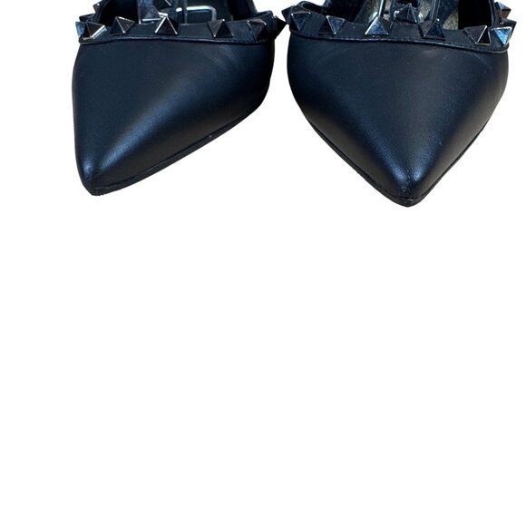 Valentino Garavani Noir Rockstud Caged Pointed Toe Stiletto Heels Size 38.5 - Picture 4 of 12